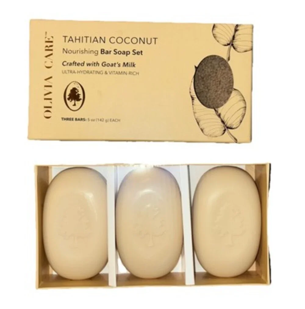 Olivia Care Body Bar Soap TAHITIAN COCOw/ GOAT MILK 3 PK  Box Organic 5 Oz